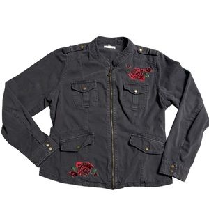 Maurices Gray Denim Rose Jacket - Size XL